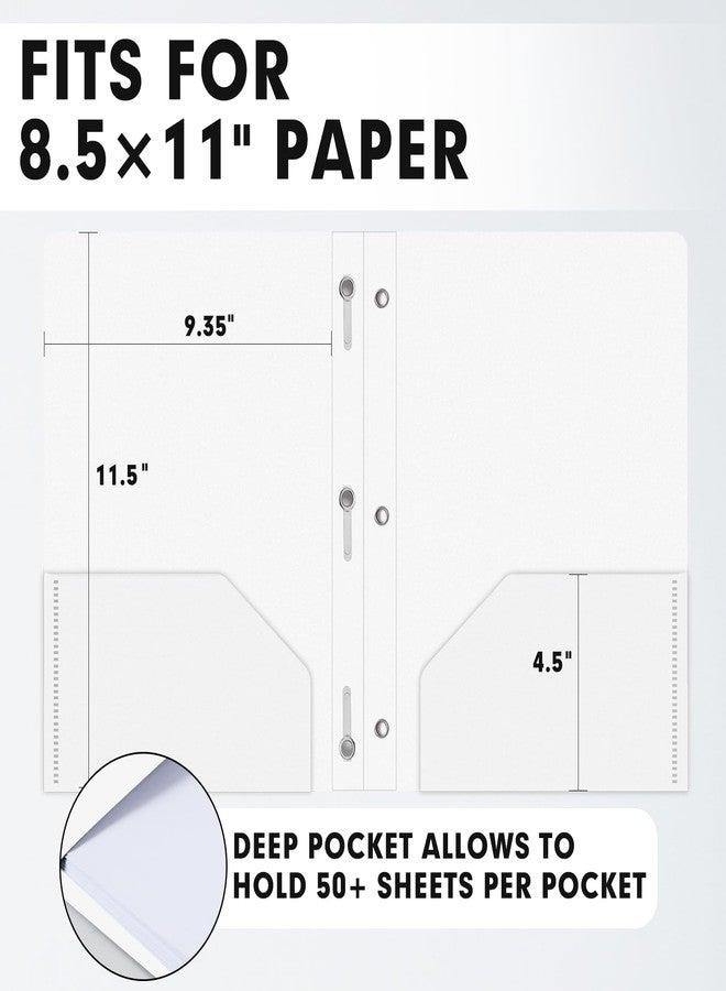 LAYZZ Plastic 2 Pocket Folders with Prongs, 30 Pack, Heavyweight, Letter Size Poly Folders with 3 Metal Prongs Fastener Clips (White) - Image 2
