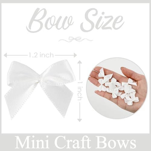 AIMUDI 150 PCs Small White Bows 1.2'' Satin Bows for Gift Wrapping Mini Bow for Treat Bags Cakes Balloons Gift Boxes Envelopes Wedding Baby Shower Birthday Party Decoration - Image 2