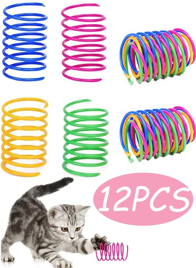 12Pcs Cat Spiral Spring Toys Colorful Durable Plastic Springs Cat Creative Interactive Toy for Swatting Biting Hunting Kitten Toys to Kill Time Release Nervousness and Keep Fit - Image 1