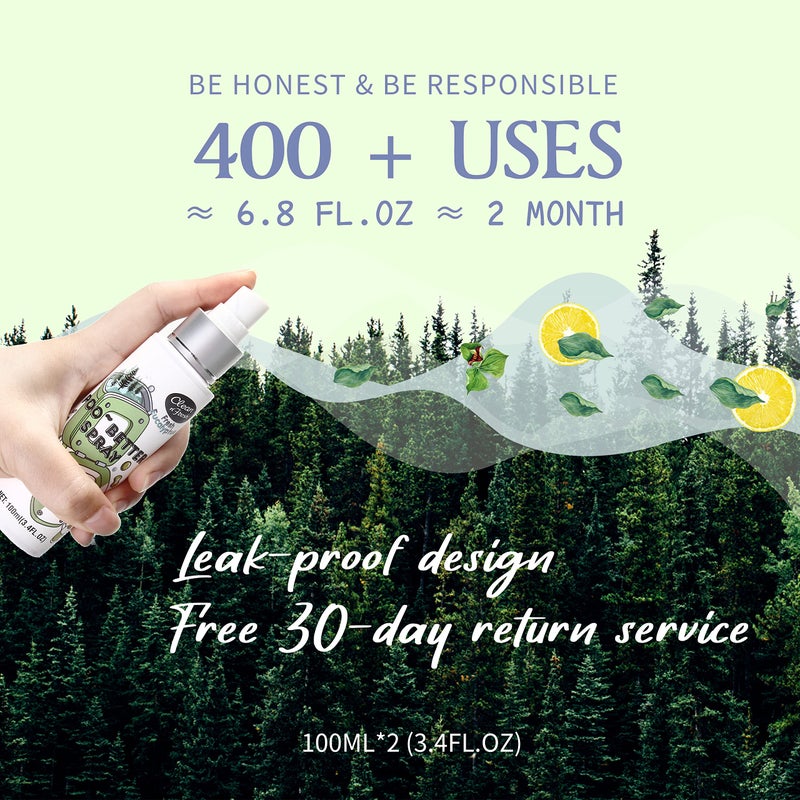 Clean-n-Fresh Toilet Spray, Poop Spray Eucalyptus Scent, 100% Natural Plant Essential Oil Bathroom Air Fresheners Spray, 400 Plus Uses, Long Lasting Odor Eliminator, 2 Pack - Image 4