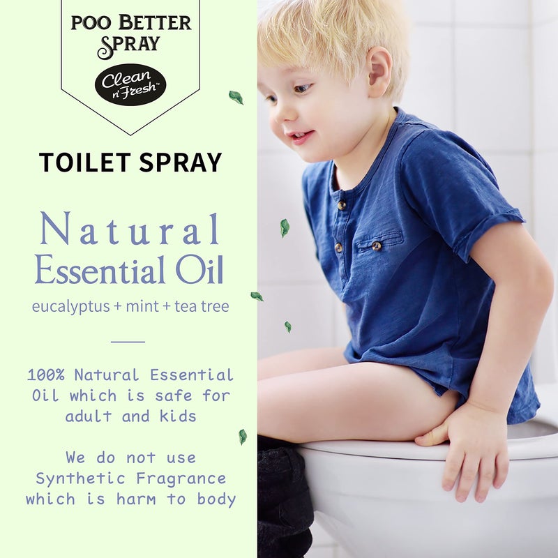 Clean-n-Fresh Toilet Spray, Poop Spray Eucalyptus Scent, 100% Natural Plant Essential Oil Bathroom Air Fresheners Spray, 400 Plus Uses, Long Lasting Odor Eliminator, 2 Pack - Image 2