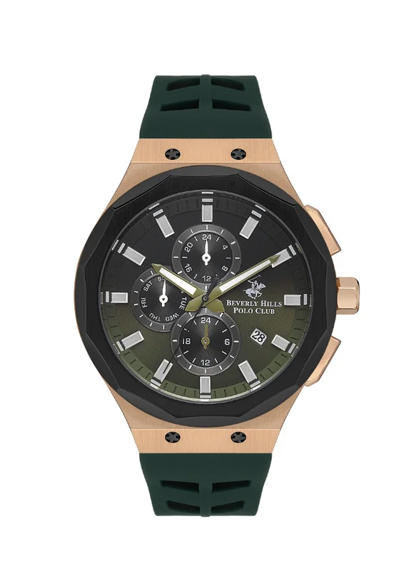بيفرلي هيلز بولو كلوب Beverly Hills Polo Club BP3535X.875 Men's Multi Function Display Watch & Silicone Strap Green