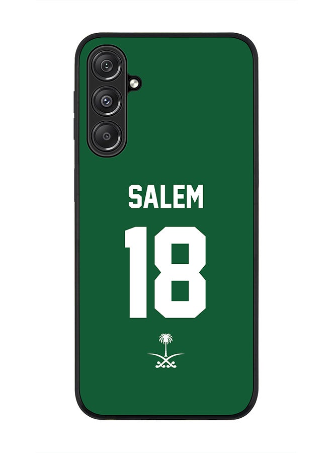Stylizedd Rugged Black Edge case for Samsung Galaxy M34 5G, Custom Slim fit Thin Phone Case Cover - Football Team - Saudi Arabia, Player Name - Salem - Image 1