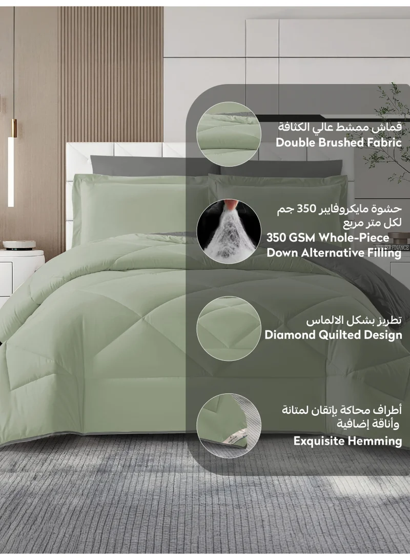 Donetella KING 6pcs (200x200) Bedding Comforter Set, King Size Fits 200x200 cm - 6-Pcs Solid Quilted Bed Set, Microfiber Fabric - 1 Comforter, 1 Fitted Sheet, 2 Pillow Shams, 2 Pillowcases  | Best Price UAE