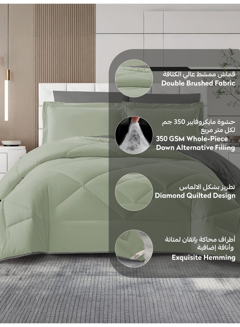 دوناتيلا طقم مفرش وكومفورتر، مقاس كينج مناسب لـ 200×200 سم – طقم سرير مبطن سادة مكوّن من 6 قطع، قماش مايكروفايبر – يشمل: 1 كومفورتر، 1 شرشف مطاطي، 2 غطاء وسادة شام، 2 كيس وسادة. - Image 4