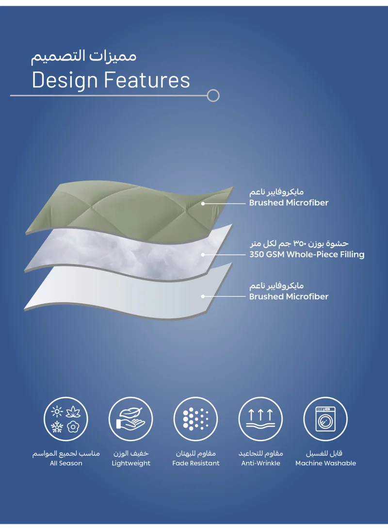 Donetella KING 6pcs (200x200) Bedding Comforter Set, King Size Fits 200x200 cm - 6-Pcs Solid Quilted Bed Set, Microfiber Fabric - 1 Comforter, 1 Fitted Sheet, 2 Pillow Shams, 2 Pillowcases  | Best Price UAE
