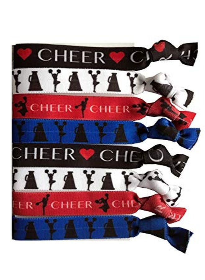 Sportigift 8 Piece Cheerleading Hair Elastic Set Accessories For Cheerleaders, Cheer Coaches, Stunt Partners, Cheer Teams, Cheer Classmates And Friends, Women, Girls Made In The Usa - Image 1