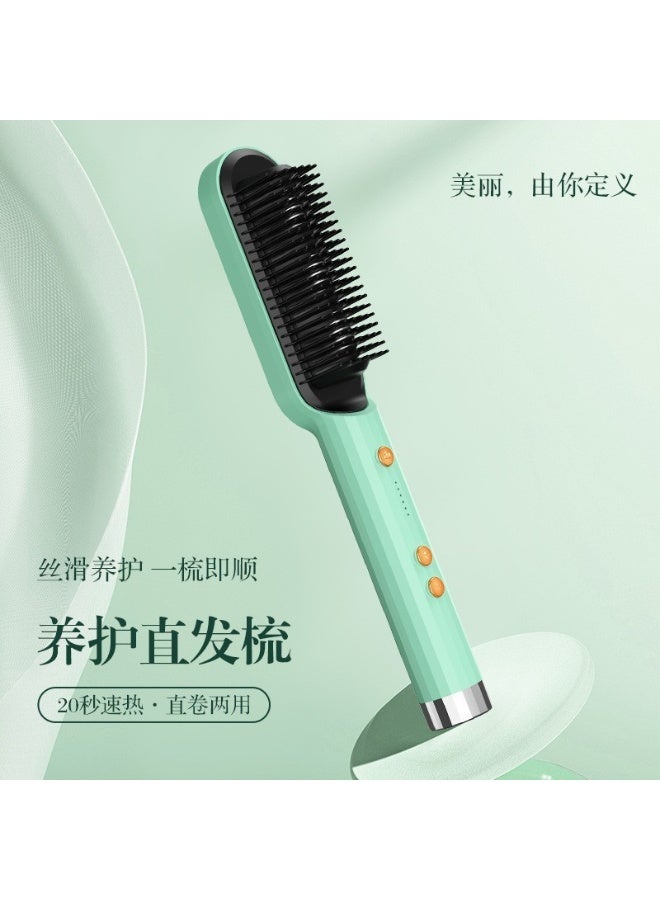 Cross-border hot-selling straightening comb, dual-use for straightening and curling hair, inner opening for bangs, styling, and adding volume. Amazon electric hot comb. - Image 2