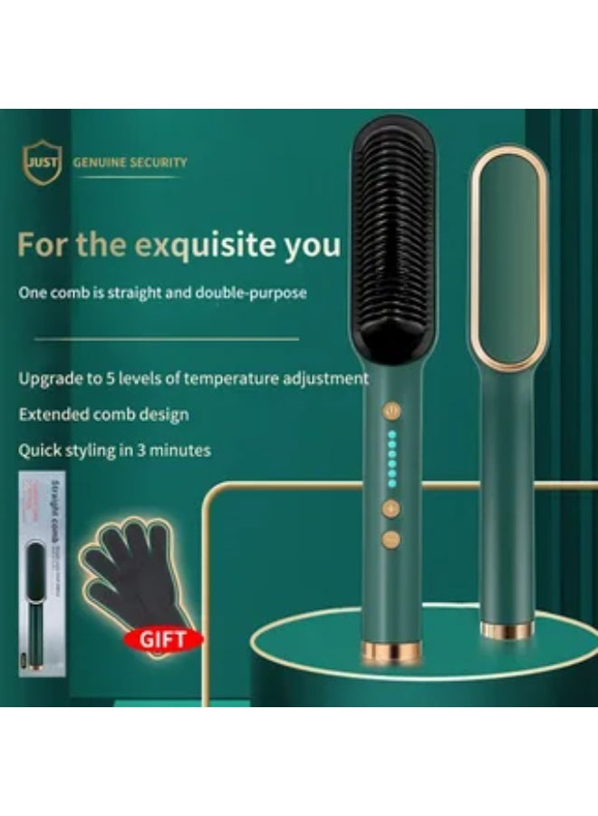 Cross-border hot-selling straightening comb, dual-use for straightening and curling hair, inner opening for bangs, styling, and adding volume. Amazon electric hot comb. - Image 4