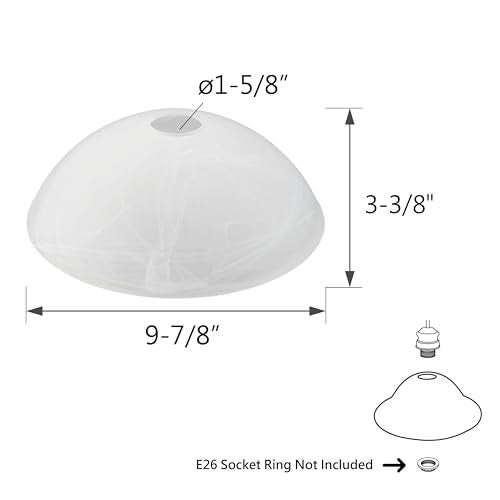 Aspen Creative 23514-11, Alabaster Replacement Glass Shade for Medium Base Socket Torchiere Lamp, Swag Lamp, Pendant and Island Fixture. 9-7/8" Diameter x 3-3/8" High. - Image 4