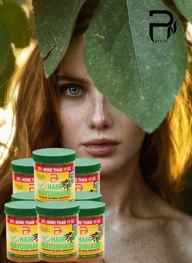 بيرون 8 قطع علاج المايونيز للشعر التالف والضعيف بالأعشاب العضوية وزيت الزيتون وبروتين البيض 500جرام - Image 1