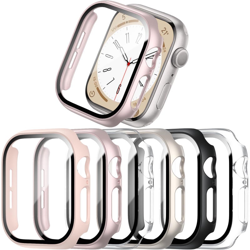 Commuter 6 Pack Case with Tempered Glass Compatible for Apple Watch Series 11 2025 Series 10 42mm, Hard PC Screen Protector with Tempered Glass Ultra-Thin Lightweight Scratch-Resistant Cover for iWatch 11/10 - Image 1