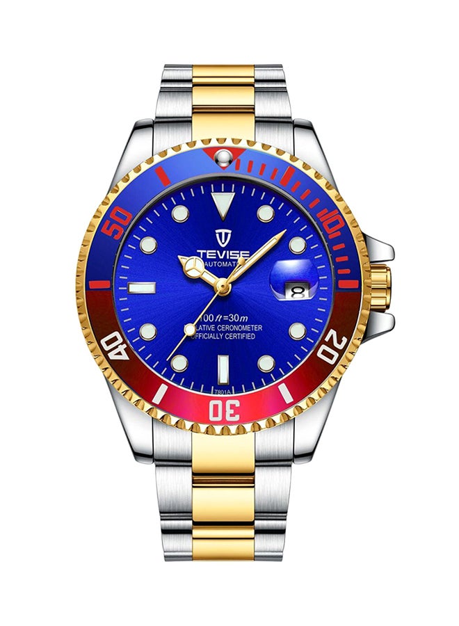 تيفيز ساعة يد كوارتز بعقارب وسوار من الستانلس ستيل طراز T801 quartz SGBL للرجال - Image 1