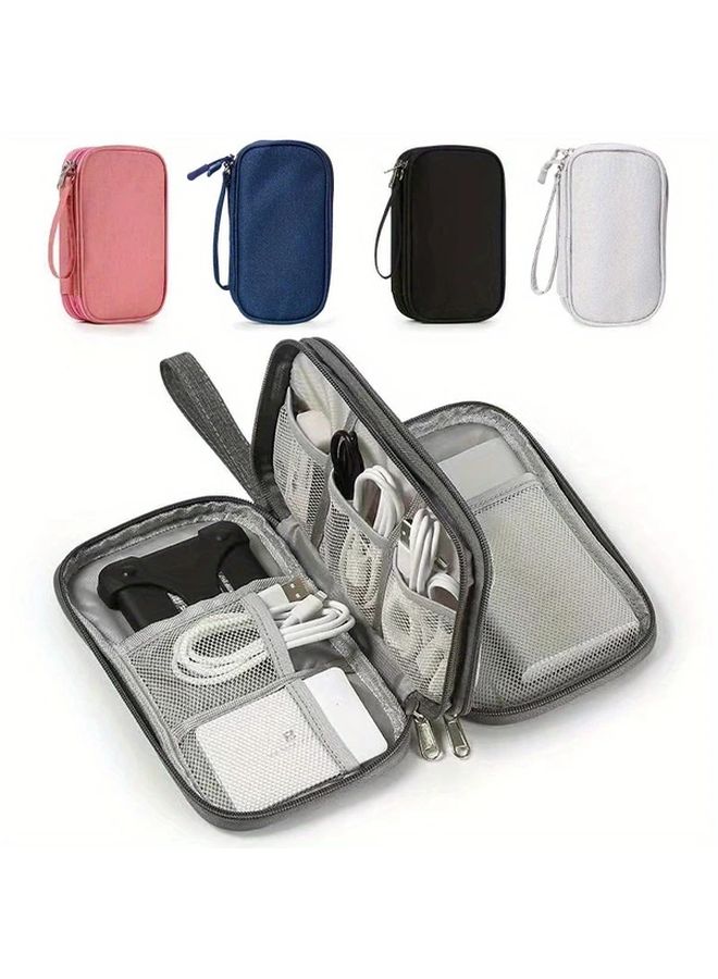 Pink Waterproof Digital Accessory Storage Bag For Power Banks Hard Drives USB Cables Travel - Image 2