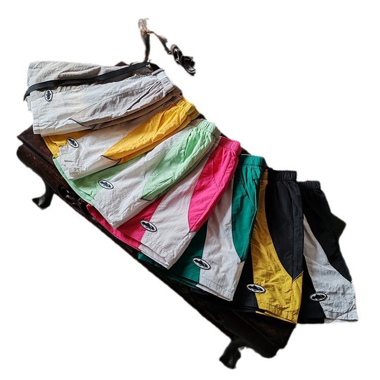 Summer Trendy New Patchwork Jacket Loose Shorts High Street Breathable Casual Shorts For Men And Women - Image 3