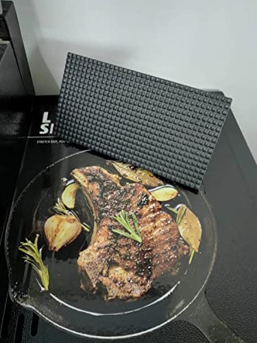 Firsgrill فارس جريل 8.3"×4.3" مكبس جريل من الحديد الزهر ثقيل الوزن ووزن ستيك مع مقبض خشبي بارد الملمس - ملحقات الشواء للشواية الخارجية، بانيني، تورتيلا (2 مستطيل) - Image 5