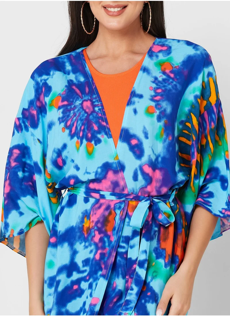 ELLA Printed Tie Detail Coverup