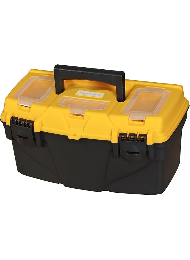 PROMASS promass 15.5" Plastic Storage Tool Box with Removable Tray,Small Toolbox Organizer With Screw Box, Black/Yellow ATRJH-3015T  - Image 1