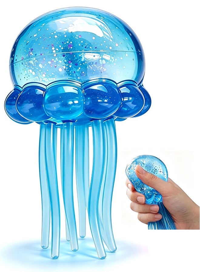 Jellyfish Squeeze Fidget Toy for Stress Relief and Sensory Play, Blue - Image 1