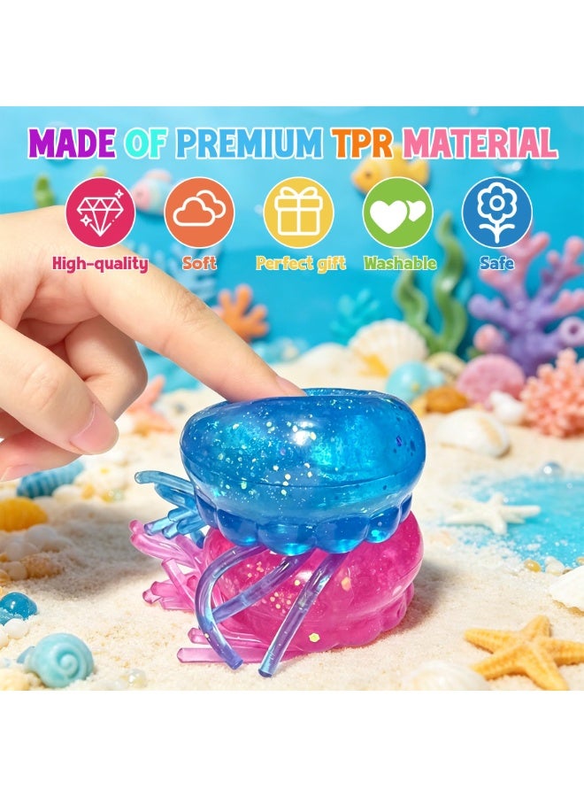 Jellyfish Squeeze Fidget Toy for Stress Relief and Sensory Play, Blue - Image 2