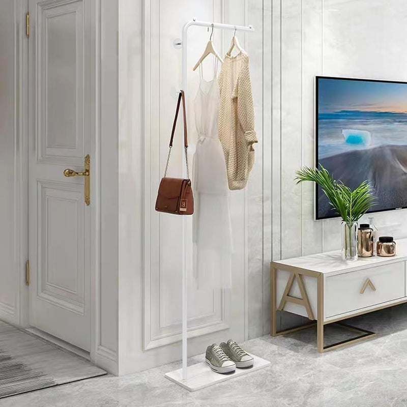 TMOHRA Metal Coat Rack Freestanding,170CM Sturdy Coat Racks Hanger Stand with 3 Hooks and Natural Marble Heavy Base,Clothes Stand Hat Hanger for Bedroom/Hallway/Entryway/Living Room (White) - Image 3