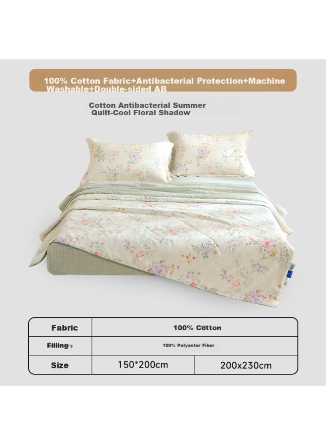 Mlily Summer Cool Cotton 100% Cotton Air Conditioning Quilt Summer Pure Cotton Summer Cool Quilt Fiber Quilt Flower Shadow - Image 1