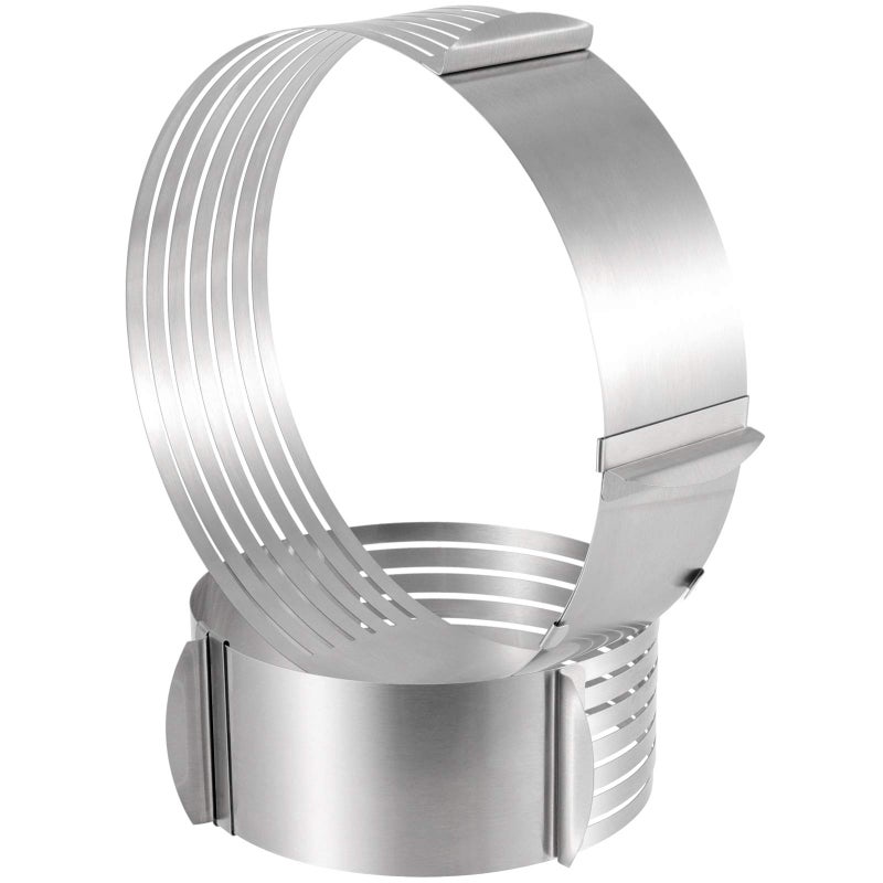 HAKZEON 2 Pack Cake Ring Set Adjustable Stainless Steel Mousse Cake Rings Round Molds Cookie Cutter Leveler 7 Layer 612 inch for Kitchen Restaurant Mousse DIY