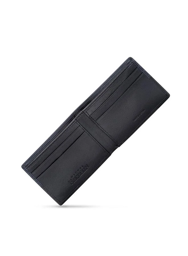 ميشيل هيربيلين Rime Leather Bi-Fold Blue & Black Wallet for Men's Navy Blue Black