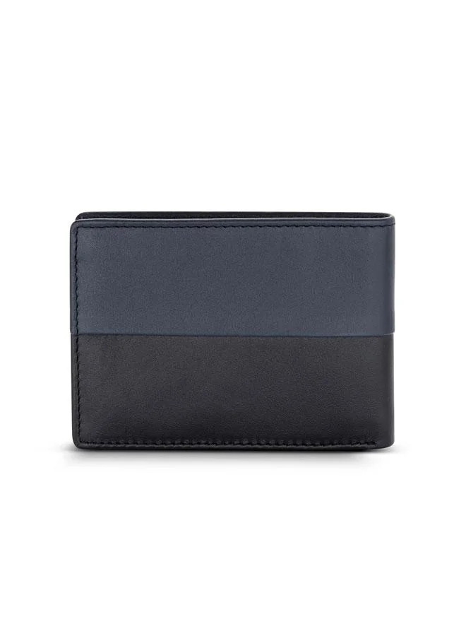 ميشيل هيربيلين Rime Leather Bi-Fold Blue & Black Wallet for Men's Navy Blue Black