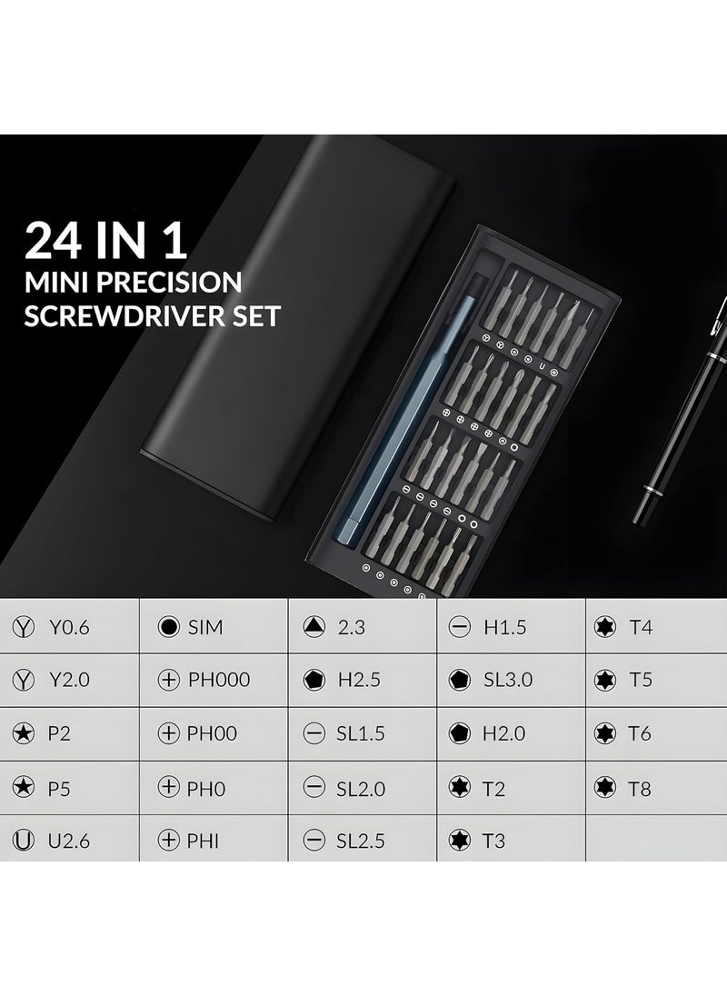Generic Precision Screwdriver Set 24 Bits Magnetic Driver Handle Electronics Repair Kit Grey  - Image 3