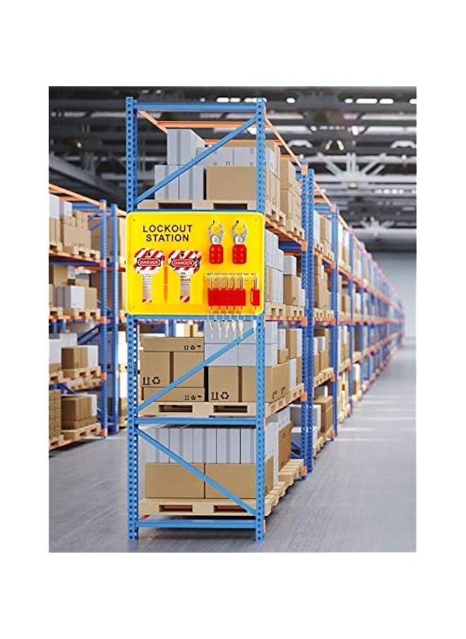 Arabest Lockout Tagout Station with Loto Kits - Includes 1 Lockout Station, 6 Safety Padlocks, 2 Hasps, 32 Writable Tags, & 20 Zip Ties - Keyed Differently, for Industrial & Electrical Applications  - Image 3