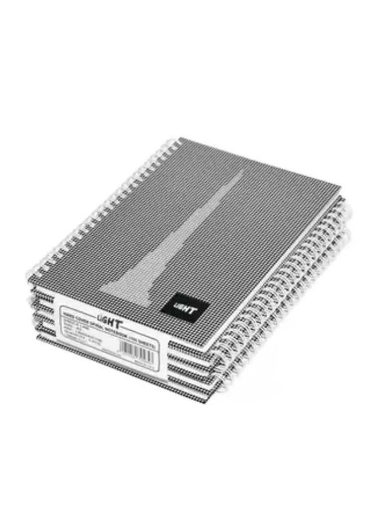 Light 5-Piece Light Spiral Hard Cover Notebook Single Line A5, 100-Sheets - LINBSA51706 