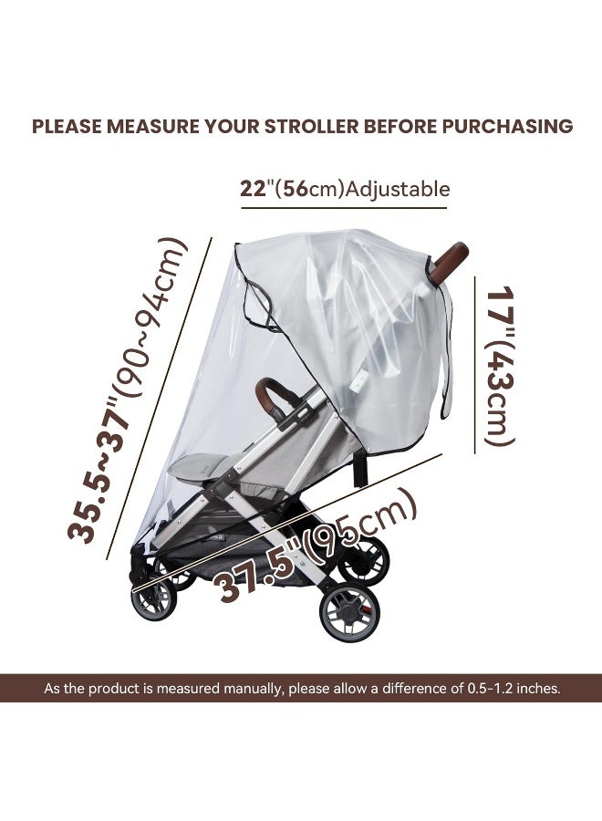 bemece Bemece Baby Stroller Rain Cover Universal Stroller Accessory - Waterproof Windproof Travel Weather Shield Thick & Durable Protect from Dust and Snow with Breathable Ventilation Mesh Clear Visibility - Image 4