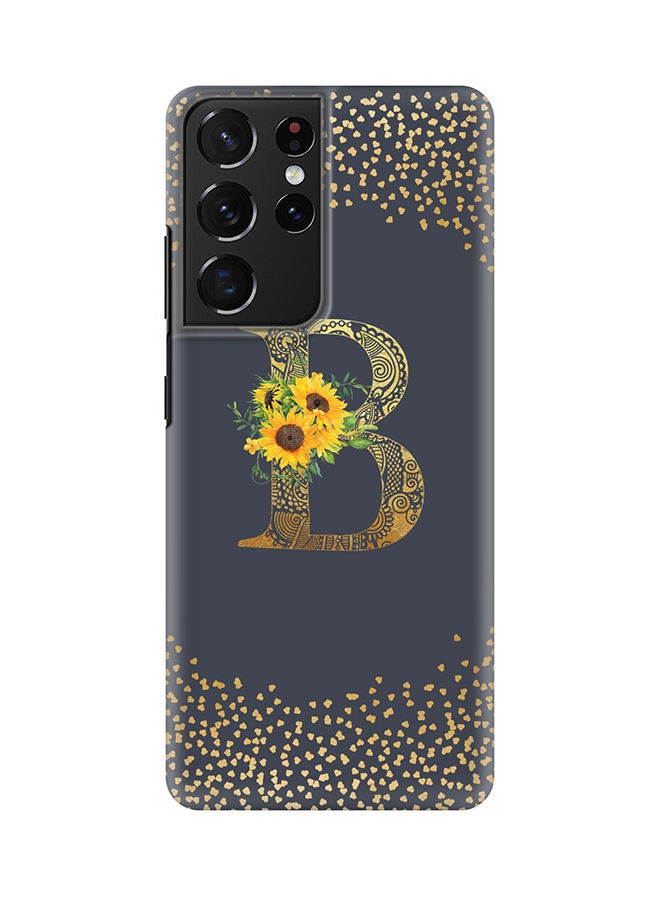 Stylizedd Monogram Slim Cover for Samsung Galaxy S21 Ultra 5G Case Custom Initials Letter Floral Pattern Snap Series Mobile Cover Matte Alphabet  - B (Grey) - Image 1