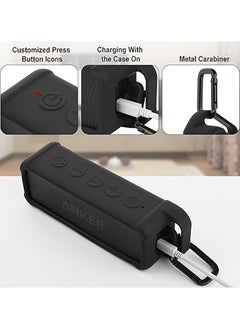 Generic Silicone Case Compatible with Anker 2 Portable Speaker, Protective Travel Case Cover with Handle and Carabiner (Black)  - Image 2