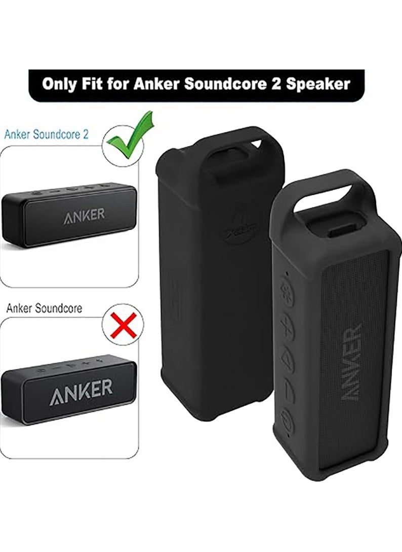 Generic Silicone Case Compatible with Anker 2 Portable Speaker, Protective Travel Case Cover with Handle and Carabiner (Black)  - Image 4
