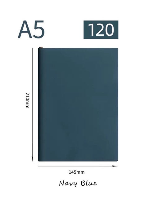 A5 Soft Leather Notebook 120 Pages Of Smooth Writing Daolin Paper Navy Blue