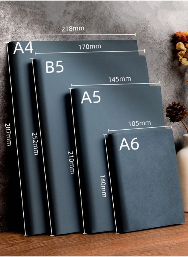 WooFree - A5 Soft Leather Notebook 120 Pages Of Smooth Writing Daolin Paper Navy Blue - Image 1
