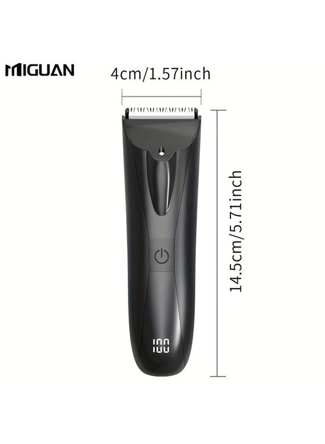 مقلم كهربائي للرجال لإزالة شعر الجسم باللون الأسود شاحن USB لحلاقة اللحية والساقين والذراعين - Image 5