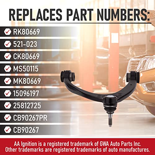 AA Ignition Replacement Front Upper Left Control Arm and Ball Joint Assembly - Compatible with Cadillac, Chevy and GMC Vehicles - Escalade, Silverado 1500, Suburban, Tahoe, Sierra 1500, Yukon - Replaces RK80669 - Image 3
