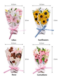 Lemon 4pcs Greeting Card 3D Bouquet Bow Greeting Card for Back Gift, Birthday, Mother's Day Gift, Wedding, Eid, Sturdy and Solid Cardstock Gift Card  - Image 4