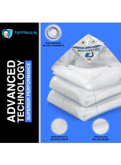 TUFFPAULIN TUFFPAULIN 12FT X 6FT 120 GSM Transparent Heavy Duty Tarpaulin Tirpal Tadpatri Tharpai Thadika Extra Strong Eyelets UV Resistant 100 Waterproof Virgin 6 Layer MLCL 3D Rib Technology1 No  - Image 3
