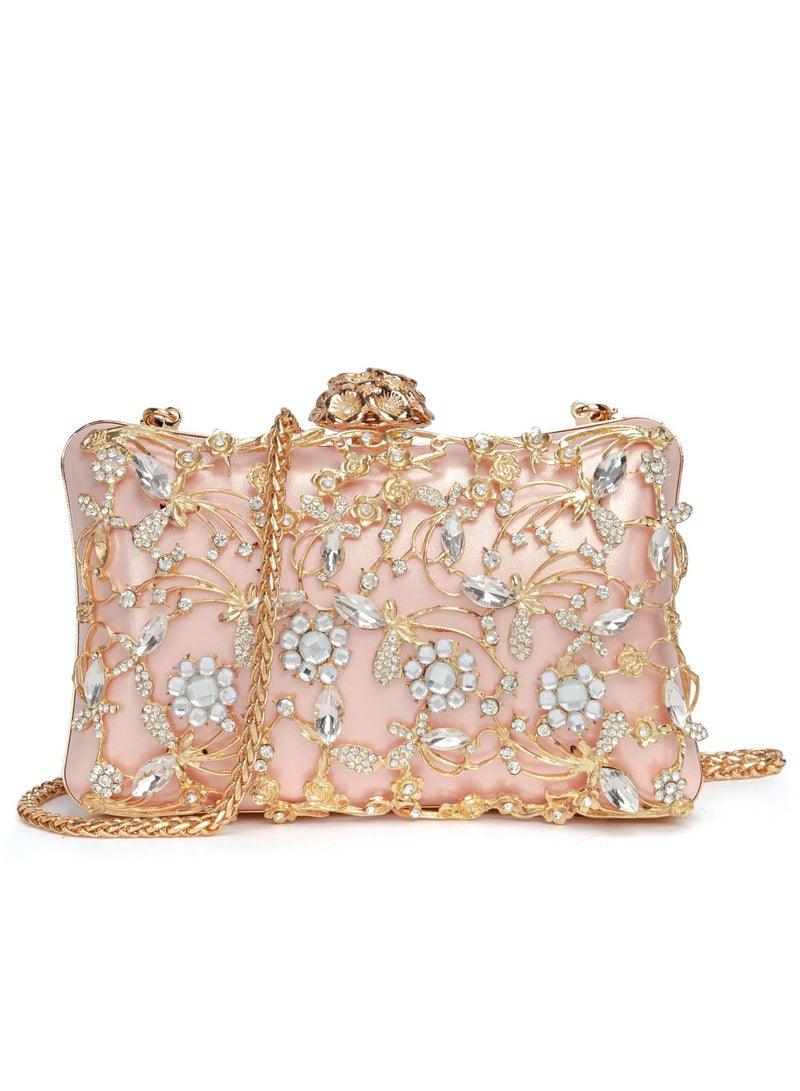 Excefore Evening Bag Clutch Purses for Women Rhinestones Purse Sparkling Party Shoulder Handbag Wedding Bag with Chain - Image 1