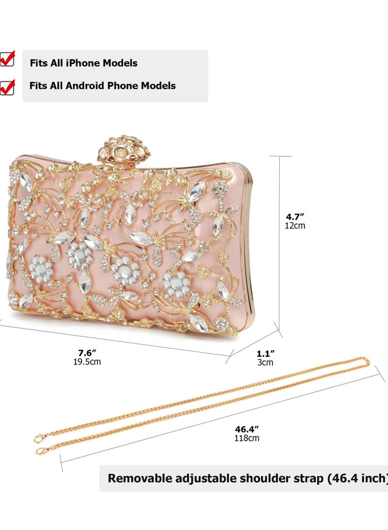 Excefore Evening Bag Clutch Purses for Women Rhinestones Purse Sparkling Party Shoulder Handbag Wedding Bag with Chain - Image 4