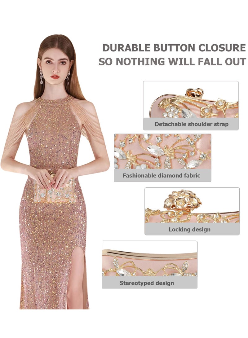 Excefore Evening Bag Clutch Purses for Women Rhinestones Purse Sparkling Party Shoulder Handbag Wedding Bag with Chain - Image 2