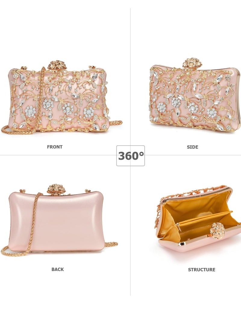 Excefore Evening Bag Clutch Purses for Women Rhinestones Purse Sparkling Party Shoulder Handbag Wedding Bag with Chain - Image 5