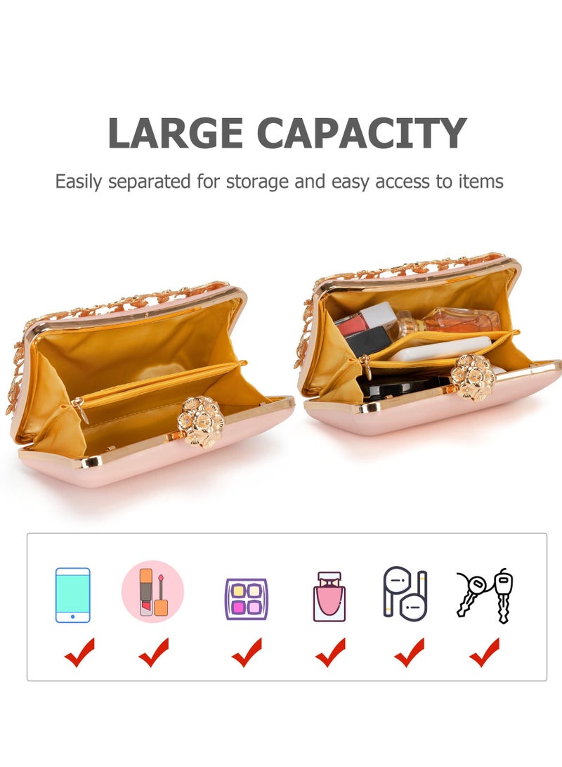 Excefore Evening Bag Clutch Purses for Women Rhinestones Purse Sparkling Party Shoulder Handbag Wedding Bag with Chain - Image 3