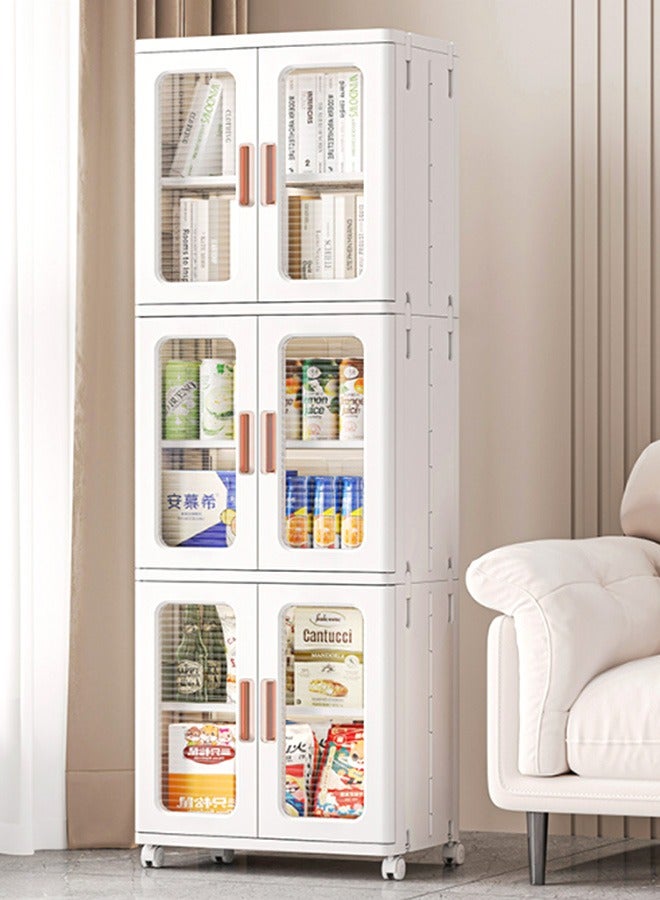 JCB CHIC Storage Bin With Lids And Doors ,Plastic Storage Cabinet With  Wheels ,Foldable Narrow Cabinet Light Luxury Home Multi-layer Kitchen - Image 1