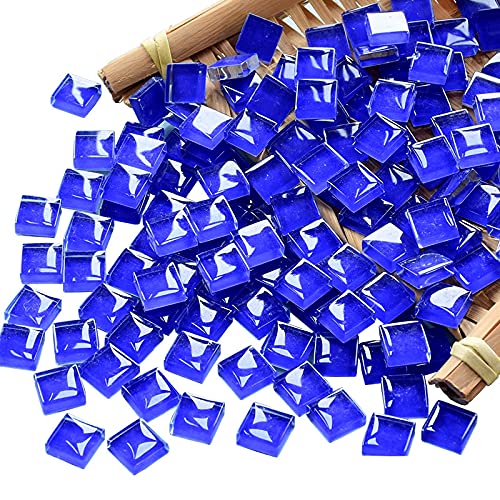 Mosaic Tiles Squares Dark Blue Crystal Mosaic Glass Tile for Crafts Bulk DIY Picture Frames Handmade Jewelry Coasters Art Material Decoration1x1cm100 Pieces