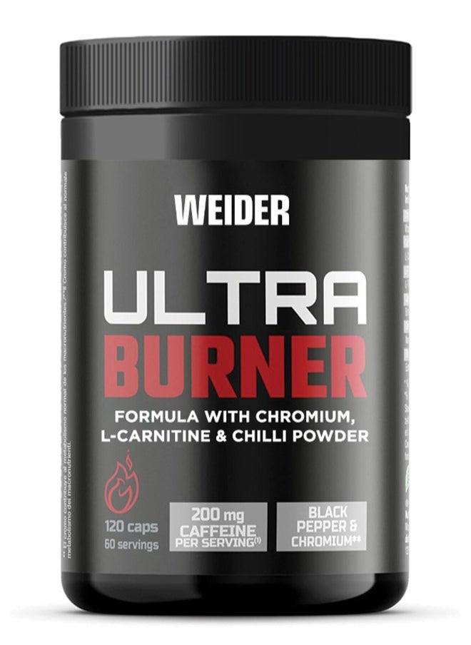 Weider Ultra Burner Advanced Fat Burner Supplement Supports Metabolism, Energy, and Weight Management - 120 Capsules 